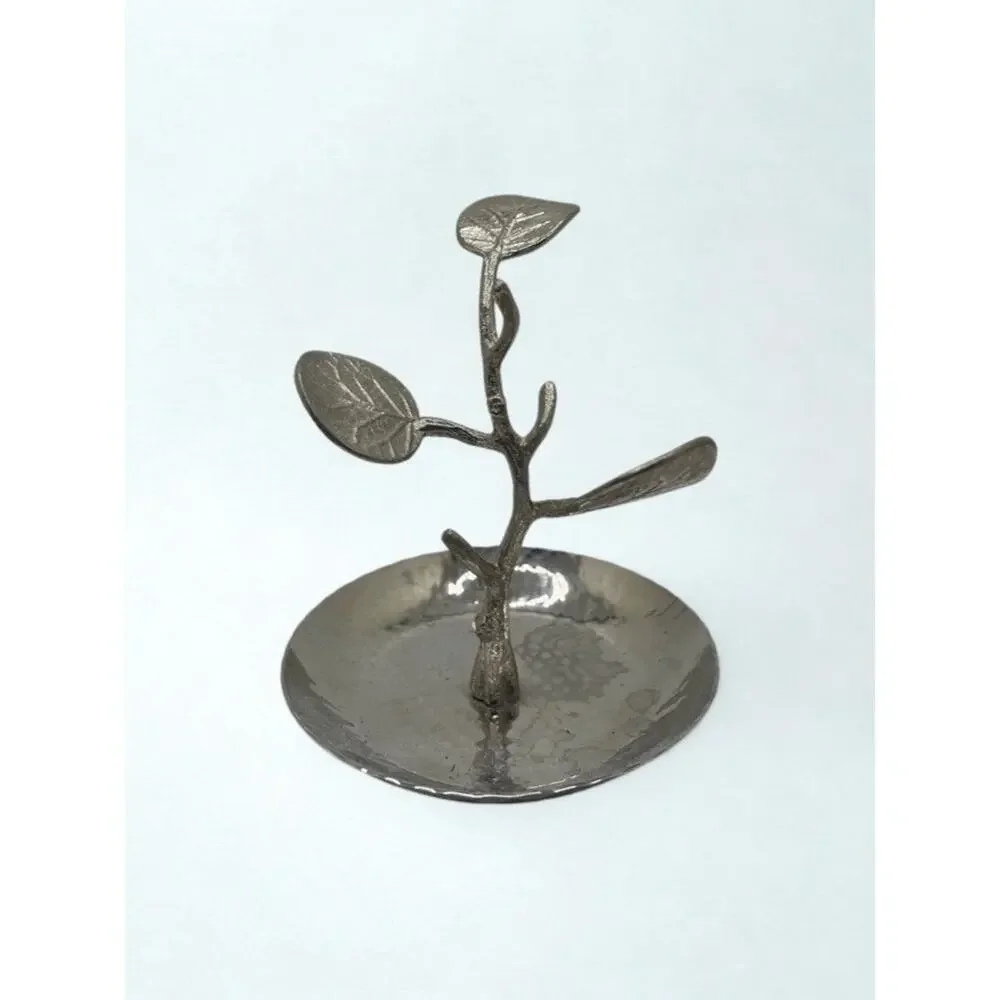 Michael Aram Silver Ring Catch Jewelry Dish Stainless Steel Leaf Branch Trinket